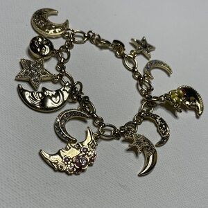 Gold Kirks Folly Moon and Star Charm Bracelet